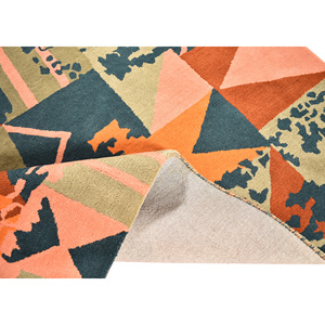 Modern Hand Tufted Wool Viscose Area <b>Rug</b>-Polka Dot Grid Pattern in Warm Camel Ocher Yellow Slate <b>Grey</b> & White - Product Image 2