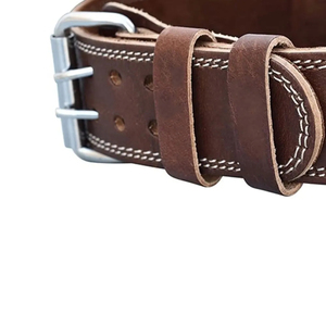 Custom Logo Leather Weightlifting Belt with Steel Buckle, <b>Adjustable</b> Heavy Duty Support for Gym, Deadlift, Powerlifting - Product Image 4