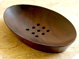 Medium Brown Natural Wood Soap Dish and Box Dispenser with Custom Finish Stylish Design for Elegant Bathroom Use and Decor - Product Image 6