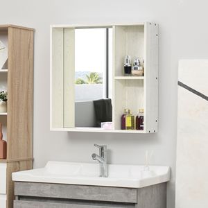 Armadietto a Specchio da Parete a 2 Ripiani Bianco 31.5x25.5'' per Bagno - Product Image 2
