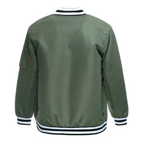 Blouson bomber vert olive pour homme, fermeture éclair, couleur unie, style décontracté, col rabattu, matière polyester, vêtement d'automne - Product Image 2