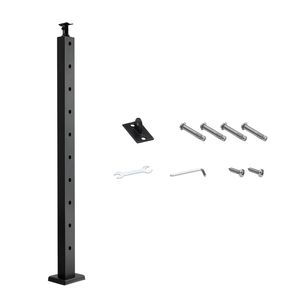 Poteau de garde-corps en acier inoxydable de 36x1x2 pouces pour escaliers en bois avec pièces en PVC, trous pré-percés à angle de 30 degrés - Product Image 1