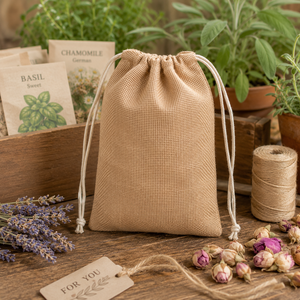 Custom Logo Natural Jute Drawstring Pouch 18x25 cm Eco Friendly Reusable Burlap Gift Packaging Bag Wholesale Indian OEM Supplier - Product Image 2