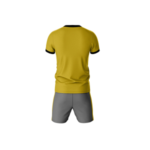 Men's Red Soccer Jersey Set Short Sleeve Crew Neck Moisture Wicking Polyester Material Uniform with Gray Shorts Elastic Waist - Product Image 3