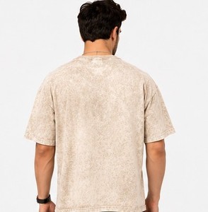 T-shirt délavé à l'acide de couleur unie, meilleur design, faible MOQ, 100 % coton, couleur personnalisée, style Hip Hop pour hommes, OEM - Product Image 2