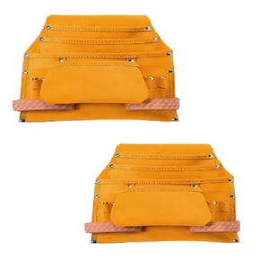 Professional Grade Leather <b>Tool</b> <b>Belt</b> <b>Pouch</b> with 6 Pockets 2 Hammer Loops Riveted Construction-Waterproof DIY OEM Bag - Product Image 1
