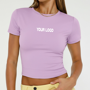 Camiseta de Mujer de Manga Corta, 100% Algodón Jersey, Color Sólido, Secado Rápido, Ecológica, con Apliques y Logotipo Personalizado - Product Image 1