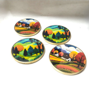 Ensemble de sous-verres en MDF de luxe imprimés sur mesure, ronds, faits à la main, écologiques, épaisseur 6 mm, diamètre 100 mm, pour table basse, décoration de la maison - Product Image 4