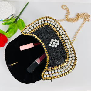 Bolso de mano moderno hecho a mano con cuentas de perlas blancas, bolso de mano, escultura pulida, artesanías de Metal de estilo antiguo para bodas, eventos, hombro - Product Image 2