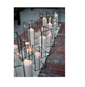 Grande lanterne en métal et verre, lampe à bougie faite à la main, centres de Table de mariage, décoration de noël - Product Image 1