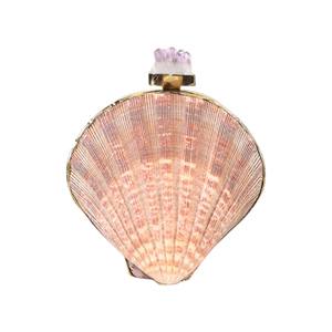 Pochette rose en coquille de coquillage avec fermoir en cristal d'améthyste, forme éventail naturelle, sac de soirée de luxe pour mariée et resort, export OEM - Product Image 1