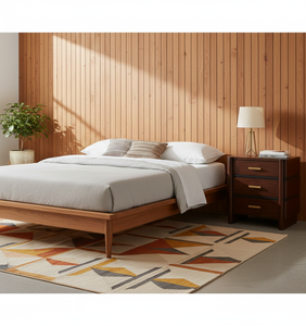 Mesita de Noche Moderna Ecológica de Madera Maciza de Mango con 3 Cajones, Plegable e Inflable, Muebles para Dormitorio - Product Image 5