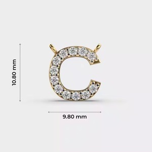 Personalized Gold Alphabet Pendant with Diamond Letter C Initial <b>Charm</b> Trendy Jewelry for Women - Product Image 2