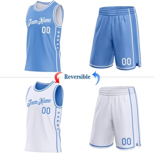 เสื้อบาสเก็ตบอลผ้าโพลีเอสเตอร์น้ำหนักเบาแบบกลับด้านได้  แบบตาข่ายพิมพ์ลาย  พร้อมชื่อทีม 00 สีน้ำเงินขาว  สำหรับผู้ใหญ่ทุกเพศ ทุกฤดูกาล - Product Image 3