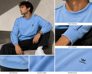 เสื้อสเวตเชิ้ตคอกลมสีฟ้าอ่อนสำหรับผู้ชาย Warpro ทรงปกติ ผ้าถักเนื้อฝ้าย สวมใส่สบายๆ สำหรับฤดูใบไม้ร่วง - Product Image 4