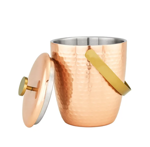Seau à glace 100% cuivre pur avec couvercle et poignée, seau à champagne, seau à bière personnalisé, bacs à boissons - Product Image 5