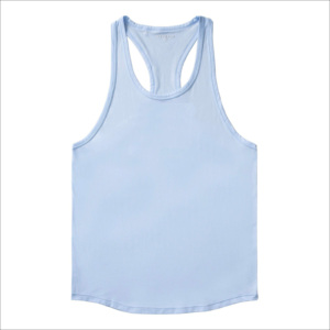 Men's Light Blue Solid Color Breathable Knitted Tank Top Casual O-Neck Sleeveless Shirt - Product Image 1
