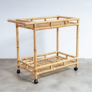Stylish rattan food trolley mobile kitchen storage cart premium quality bar carts serving trolleys - Product Image 1