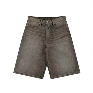 High Waist Men's Denim Shorts Light Wash Straight Leg Casual Summer Cotton Woven <b>Jeans</b> With Pockets - Product Image 5