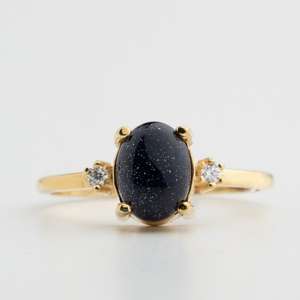 Anillo de Piedra de Oro Azul Medianoche, Anillo de Piedras Preciosas Inspirado en la Galaxia con Detalles en Piedra de Oro Azul Nocturno, Plata de Ley 925, Chapado en Oro de 14K - Product Image 5