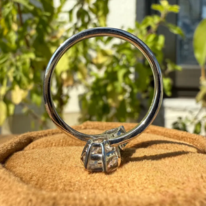 Elegant Toi et Moi <b>Ring</b> with Blue and Clear Stones Lab-grown Diamonds, Minimal Open Band Design Perfect for Daily Wear For Women - Product Image 5