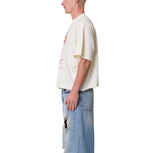 เสื้อยืดคอกลมแขนสั้นลายกราฟิกใบหน้าแบบนามธรรมทรงหลวมสไตล์สตรีทแวร์ขายส่งแบบกำหนดเอง OEM ผ้าคอตตอนเจอร์ซีย์ - Product Image 5
