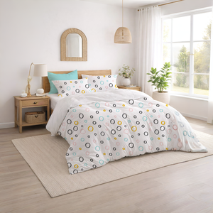 Cotton Duvet Cover <b>Set</b> Soft Breathable <b>Comforter</b> Cover with Pillow Shams, Hidden Zipper, Corner Ties, Easy Care Fabric - Product Image 1