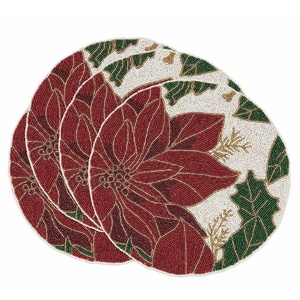 Mantel Individual de Cuentas de Vidrio Floral Hecho a Mano, Nuevo, para Reuniones, Navidad y Fiestas Familiares - Product Image 2