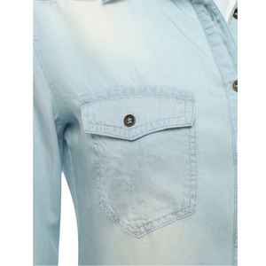 Camisa de mezclilla lavada para mujer, corte holgado, manga larga, con botones, blusa vaquera, top informal de moda para uso diario y ropa de temporada - Product Image 5