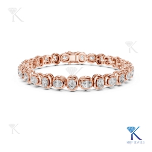 Elegant 4.00 X 3 Oval Cut Cushion Bezel Set Diamond Tennis <b>Bracelet</b> 14K <b>Solid</b> Gold Unisex Luxury Jewelry for Party Gift - Product Image 4