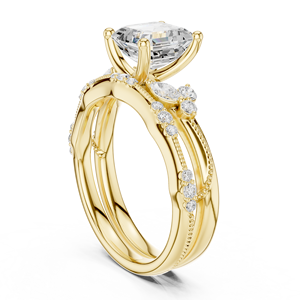 แหวนคู่รักคลาสสิก ทองคำแท้ 14k 2 กะรัต ทรง Asscher เพชร E VS1 เพชรเลี้ยงในห้องปฏิบัติการ ใบรับรอง IGI แหวนหมั้นและแต่งงานสำหรับผู้หญิง - Product Image 3
