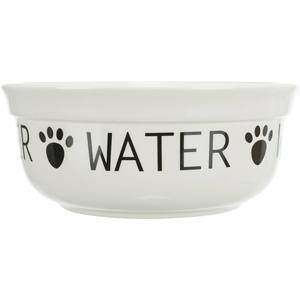 Bol à eau pour animaux de compagnie en céramique 1,6 L blanc avec motif de patte noire pour chiens et chats - Product Image 3