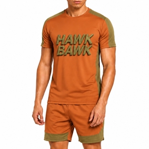 Conjunto de camiseta de manga corta y pantalones cortos para hombre, ropa deportiva de verano para hombre, camiseta ligera con cuello redondo, pantalones cortos informales de estilo atlético - Product Image 1