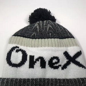ODM Luxury Quality Ribbed Warmer Custom Knitted Hat Adults Jacquard Acrylic Bobble Caps Embroidery Pom Pom Thick Beanie Hats - Product Image 5