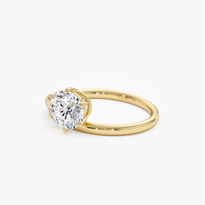 Anillo de compromiso con diamante de talla brillante redonda de 1 quilate, engaste de púas en oro amarillo, joyería fina clásica para mujer - Product Image 5