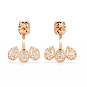ต่างหูแบบหนีบประดับมรกตและมุก 3 เม็ด – เพชร CVD Lab น้ำหนัก 3.6 กะรัต ทองคำแท้ 10K 14K 18K สีเหลืองทอง แบบติดหน้า-หลัง - Product Image 3
