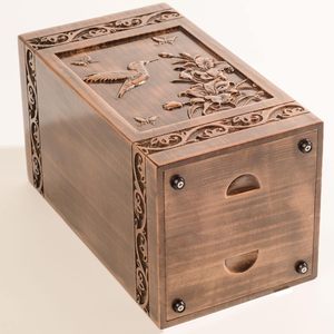 Handmade Wooden Engraved Urn <b>for</b> Human Bone <b>Ashes</b> 250lbs Adult Male Female with Satin Bag Hummingbird Cremation urns <b>Box</b> - Product Image 3