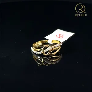 Stylish gold ring with sparkling stones elegant loop design modern jewelry for women perfect for daily wear and special occasion - Product Image 2