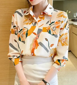 Chemise décontractée d'été en tricot à manches longues pour femme avec broderie, style vintage français, nouveau design pour femme - Product Image 4