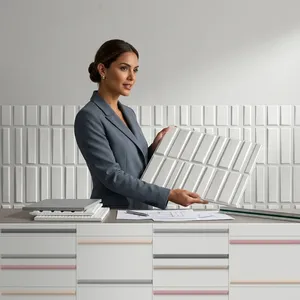 Carrelage mural en céramique blanc brillant 300x600, durable, style minimaliste, pour bureaux d'entreprise et architecture commerciale - Product Image 3
