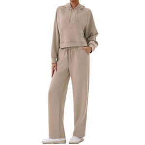 Ensemble deux-pièces de sport décontracté veste ample à capuche pantalon à jambes larges équipement de course à pied adultes grande taille à la mode décontracté hiver - Product Image 3