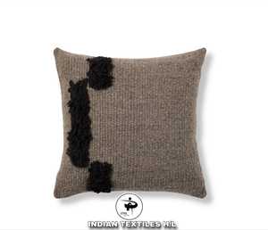 Tufted Boho Wool Cushion Cover By Indian Textiles H/L Handwoven Decorative <b>Throw</b> <b>Pillow</b> Luxury Boho <b>Pillow</b> - Product Image 2