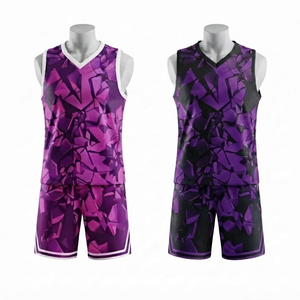 เสื้อบาสเก็ตบอลผู้ชายแบบปรับแต่งได้ พิมพ์ลายแบบ Sublimation ผ้าตาข่ายระบายอากาศ ป้องกันแบคทีเรีย คอวี แขนกุด 100% 180 กรัม - Product Image 1