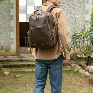 Mochila con impresión de logotipo personalizado para uso en exteriores, último diseño, color sólido, mochila de cuero para hombre en grandes cantidades. - Product Image 6