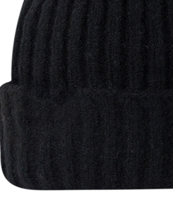 Gorro de Punto Acanalado Unisex de Alta Gama 2026, con Borde Plegado, Color Negro Sólido, Cálido para Invierno, 100% Lana, Transpirable, Impermeable, Económico - Product Image 3