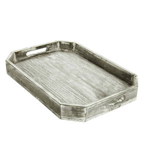 Plateau de service octogonal en bois de pin motif décoratif avec poignées approvisionnement de restaurant d'hôtel de qualité supérieure utilisation personnalisée possible - Product Image 1