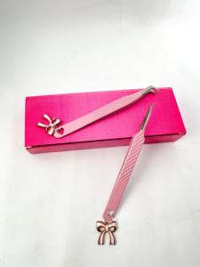Pince à épiler cils GETUP BROSONS IMPEX en acier inoxydable à 90 degrés, pointe en fibre, rose, lisse/dentelée, prise en main parfaite - Product Image 4