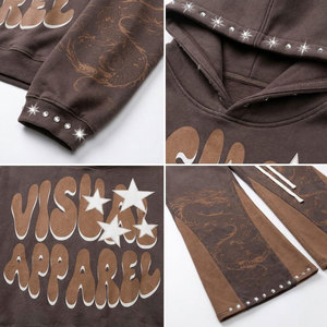 Survêtement streetwear pour homme grande taille, qualité export, à capuche, manches longues, imprimé, avec ourlet fendu, coupe ample, pantalon évasé, taille élastique, hiver - Product Image 6