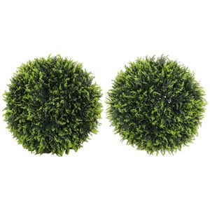 2 Pezzi di Sfere Topiarie da 45 cm per Interni ed Esterni, Piante in Plastica di Cedro con Protezione UV, Colore Verde, per Decorazioni di Laurea - Product Image 1