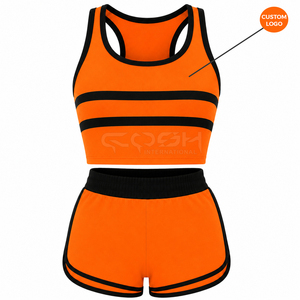 Ensemble de shorts sportifs 2 pièces Cosh International Sorority Sisterhood Orange, sans manches, tricoté, respirant, col rond, au-dessus du genou - Product Image 1